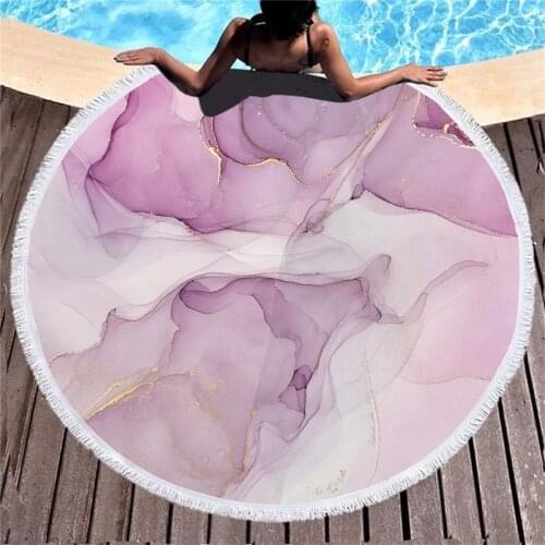 Marble Large Round Beach Towel For Adult Colorful Quicksand Pattern Microfiber Shower Bath Towel Swimming Cover Yoga Mat