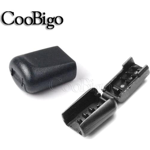 50pcs Zipper Pull Clips Cord Lock Ends Black Plastic For Backpack Zipper Pull Sportswear Shoelace Paracord Rope DIY Accessories