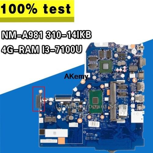 NM-A981 Laptop motherboard For Lenovo 310-14IKB original mainboard 4G-RAM I3-7100U GT920MX