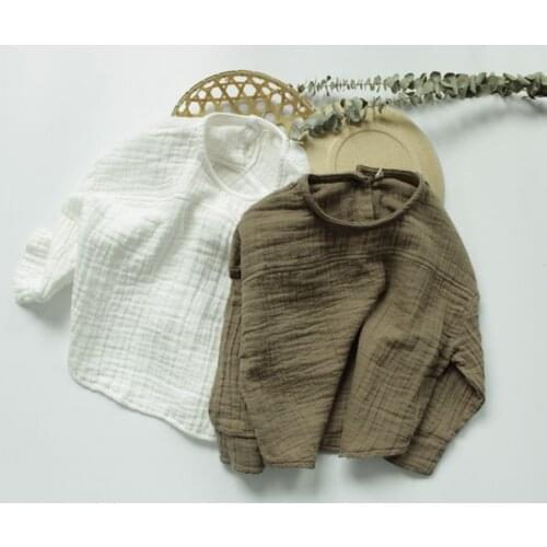 New 2021 Autumn Baby Boys Cotton Linen Shirts Pure Color Korean Style Toddlers Kids Long Sleeve Tops Casual Children Shirts