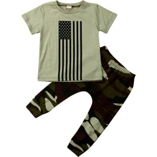 Newborn Kids Baby Boy Clothes Tops T-Shirt Camo Pants Leggings Summer Casual Outfits Set