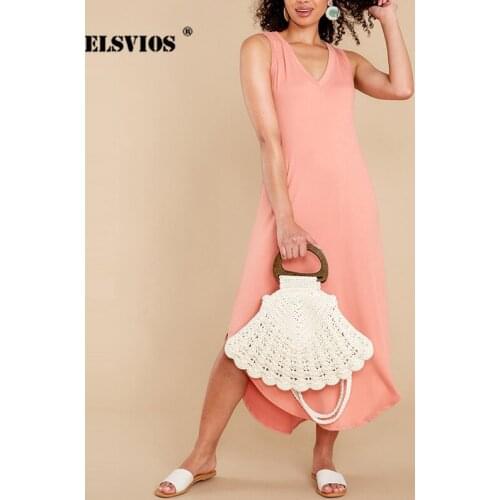 Solid Sleeveless High Waist Midi Dress Elegant Lady Slim Sexy Knit Vestidos Outfits Summer Women Fashion Macaron Slit Vest Dress