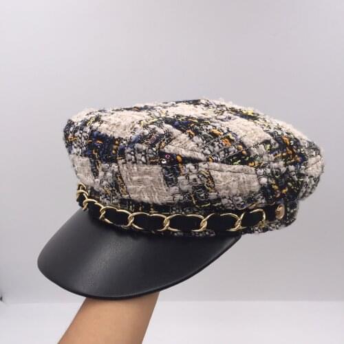 In the fall and winter fashion colours navy cap web celebrity grid chain