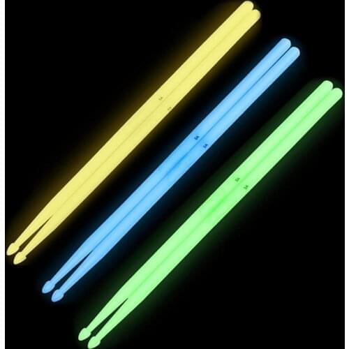 Pair Luminous 5A Nylon Drum Sticks Colorful Glow Drumsticks Night Stage Performance Percussion Instruments Parts Accessories