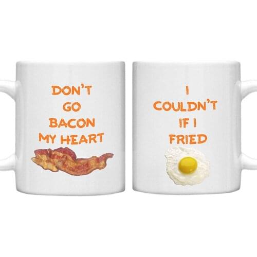 Two Mug Gift Set Comical Funny Don't Go Bacon My Heart I Couldn't If I Fried 11oz Mug