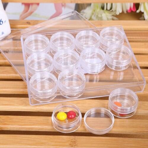 10g Transparent 12 cream Bottle combination set makeup cosmetic organizer Jewelry sample Travel portable Trial Pack storage box