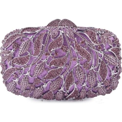 Luxury Wedding Purple Metal Women Evening Clutch Bag White Diamond Party Shoulder Bag Fashion Dinner Purse Bride Clutches Bags