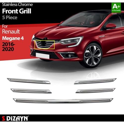 For Renault Megane 4 Chrome Front Grill Stainless Steel 5 Pcs Exterior Car Accessories Parts Auto Products Stickers Styling