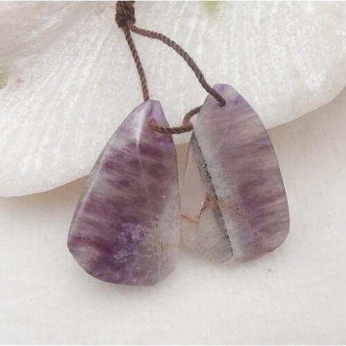 Natural Semi-precious stones, Jewelry accessories Amethyst Earring Bead26x16x3mm4.7g