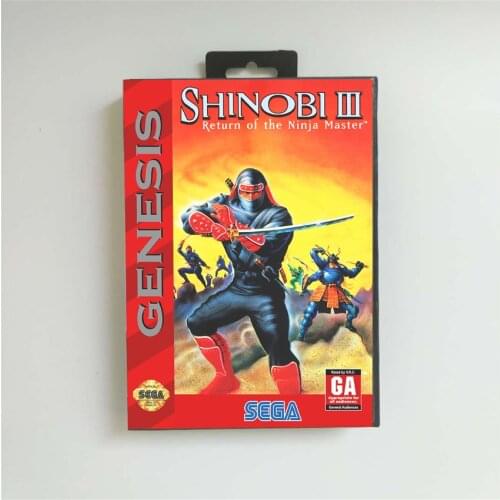 Shinobi III Return of the Ninja Master - USA Cover With Retail Box 16 Bit MD Game Card for Sega Megadrive Genesis
