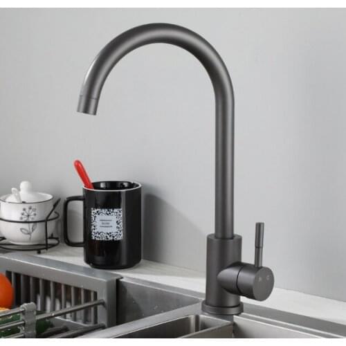 Gray color kitchen 360° rotating faucet 304 stainless steel wash basin hot and cold faucet