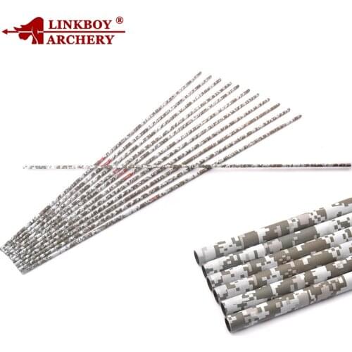 6Pcs Linkboy Archery Pure Carbon Arrows Shaft 30" ID6.2mm SP400 Camo for Traditional Bow Hunting Outdoor Sport