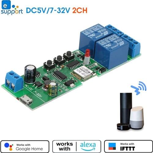 EWeLink Smart Wifi Switch Universal Module 2CH USB DC5V/7-32V Wireless Switch Timer APP Remote Control For Alexa Google Home