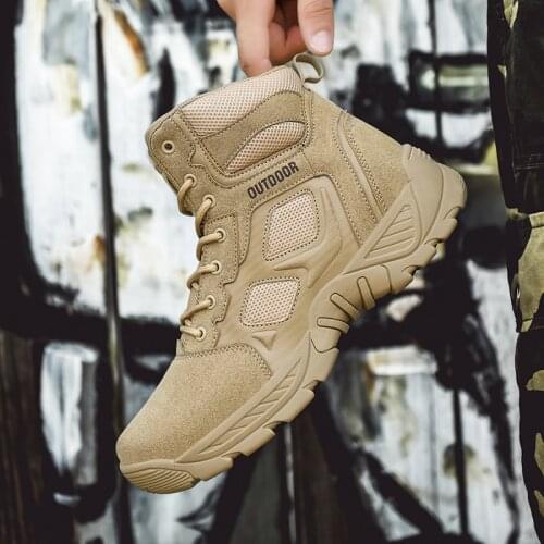 High Quality Men Military Boots Outdoor Waterproof Tactical Combat Army Boots New Fashion Male Hiking Shoes Non-slip Work Shoes