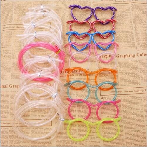 Funny Soft Glasses Straw Unique Flexible Drinking Tube Kids Party Accessories Crazy DIY Straws for Birthday Party Supplies