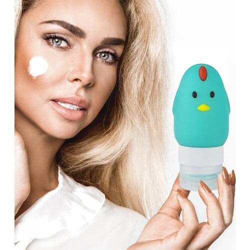 1pc Silicone Refillable Bottle Squeeze Cartoon Animal Shape Empty Containers Portable Chicken Shampoo Cosmetic Storage