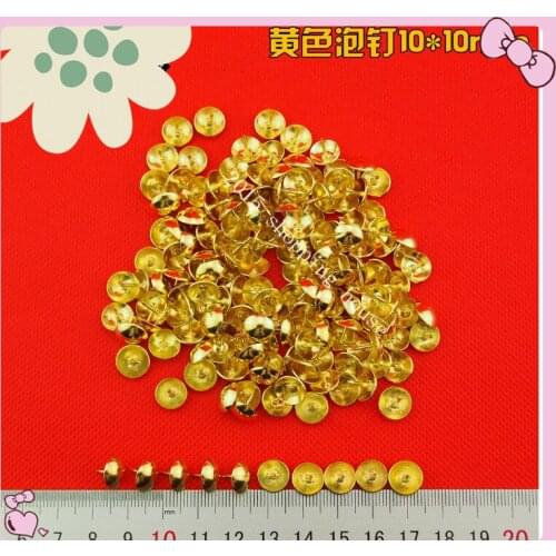 10mm*10mm Fasteners gold color iron Upholstery Nail Jewelry Box Wall Door Sofa Furniture Decorative Tack Stud Pushpin