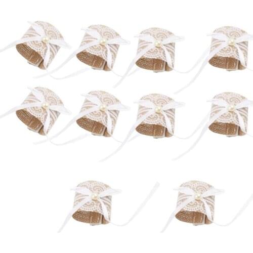 10Pcs Lace Napkin Ring Buckle Natural Jute Table Chair Burlap Napkin Ring Wedding Banquet Party Decoration Supplies