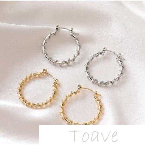 14K gold-plated round hemp earring diy simple earring hand-made material accessories