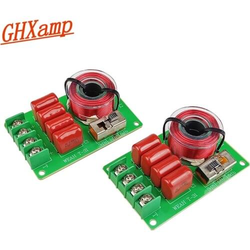 GHXAMP 100W Pure Treble Crossover Car Tweeter Frequency Divider Multi-stage Adjustable Refit Home Theater Audio 2-16OHM 2PCS