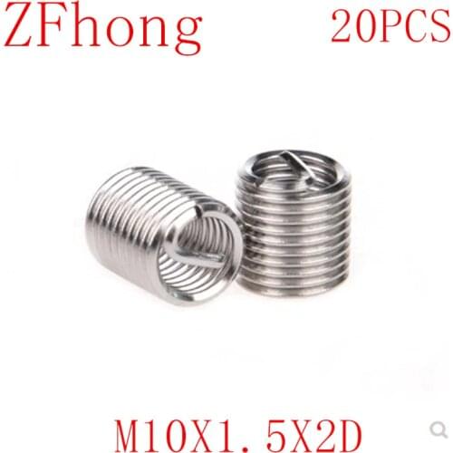 20pcs M10 M10*2D Screw wire Thread Insert Stainless Steel Coiled Wire Helical Screw Sleeve