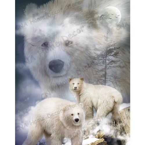 2018 New Arrive white bears drill Mosaic 5D Diy Embroidery icons Diamond Painting animal Wall Sticker crafts Christmas gifts