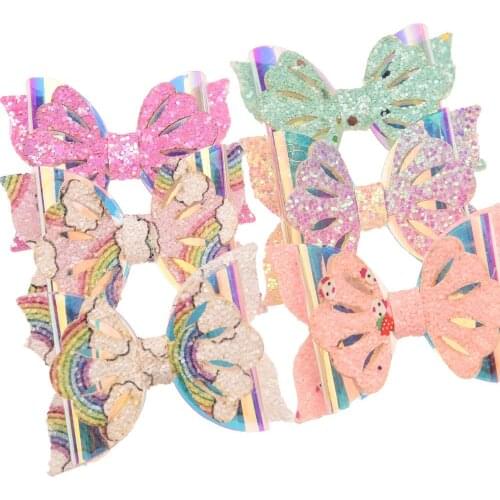 5PCS 2.6inch Glitter Hairbow Rainbow Candy Hair Bows Hair Accessories for girls Hair clips Barrettes Hairpins Headwrap