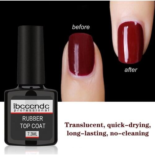 7.3ml Professional Nail Top Coat Rubber Semi Long Lasting Effect Transparent Manicure UV Fast Dry Varnish Primer for Female