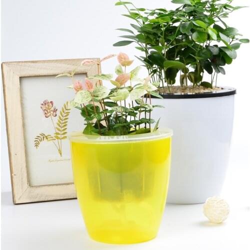 Free shipping, 2 pieces / lot, Hydroponics Creative white resin lazy automatic watering plants in pots flower pots plastic Offic