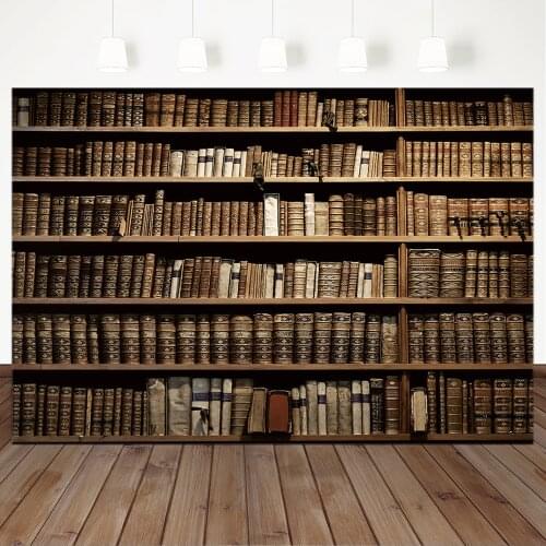 Library Old Wooden Bookshelf Books Study Child Portrait Photo Backgrounds Photography Backdrops Photocall Photo Studio