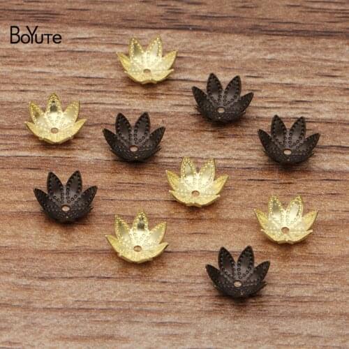 BoYuTe (200 Pieces/Lot) Wholesale Metal Brass Stamping 9MM Flower Bead Caps Diy Hand Made Jewelry Findings Components