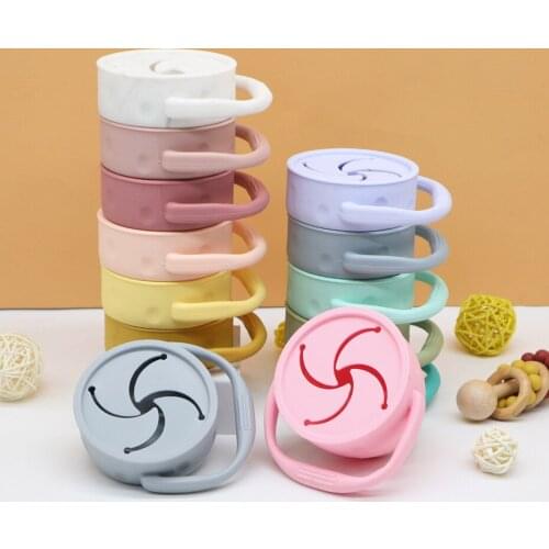 Baby Silicone Handle Food Supplement Folding Spill-proof Snack Cup Silicone Food Supplement Cup Portable Anti-drop