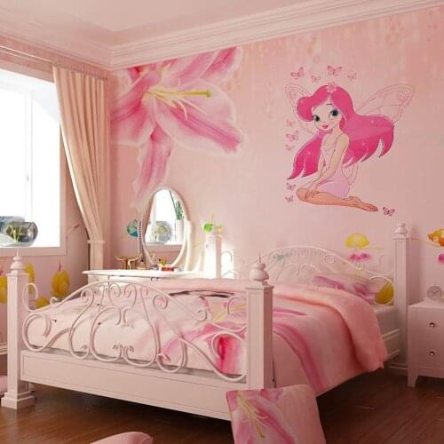 Home Decor Fairy Princess Butterly Decals Vinyl Art Mural Wall Sticker Kids Girl Room Decor Painting Calligraphy