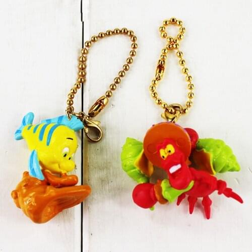 3cm The Little Mermaid Figure Toy Sebastian Flounder Fish Keychain Pendents for Boys and Girls