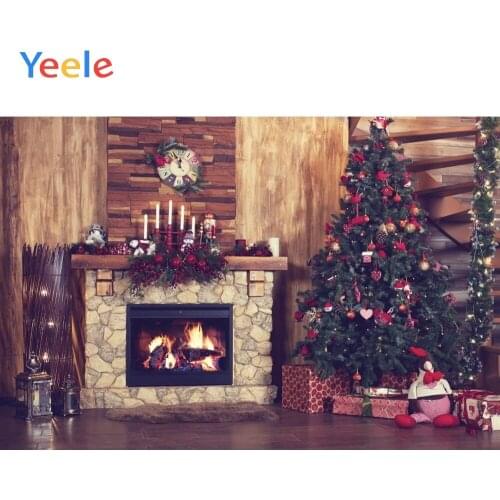 Yeele Photography Photophone Christmas Backdrop Fireplace Fire Wood House Newborn Baby Background Photo Studio Photobooth Shoot