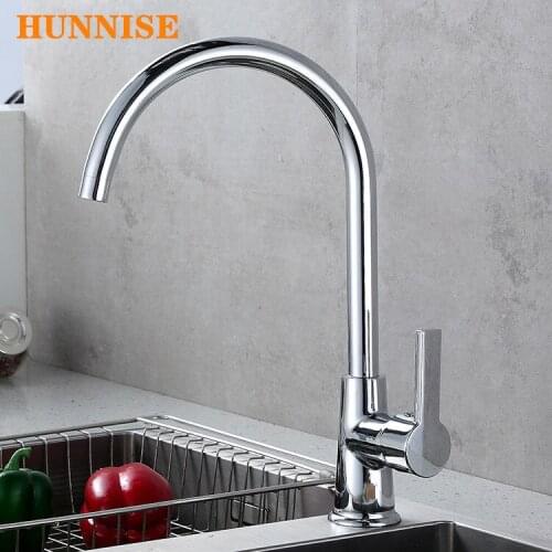 Chrome Hot and Cold Kitchen Sink Faucet Copper Single Hole Vegetable Washing Sink Faucet Simple Design Kitchen Faucet Mixer