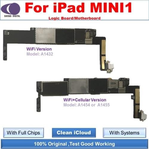 ICloud free Unlocked Motherboard for iPad mini 1 Logic Boards A1432 A454 A1455 With Full Chips With Systems