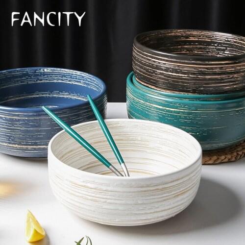 FANCITY Ceramic household ramen bowl, soup bowl, dessert bowl, breakfast bowl, fruit bowl