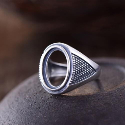 Ring Blank (11x15mm Oval Blank) Adjustable Thai Sterling Silver Ring Base Antique Style Oval Cabochon Ring Setting R798B