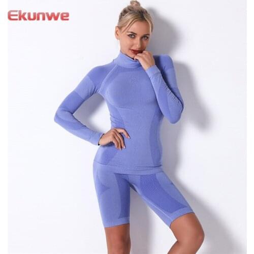 Yoga Shorts Sets Long Sleeve Sports Shirts Suits Fitness Leggings Sets Running Training Yoga Suits Gym Clothing Seamless Sets