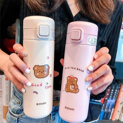 Creative Cartoon Cute Thermos Bottle Portable Bullet Cover 304 Stainless Steel Vacuum Flask Kids Insulated Water Bottle For Girl