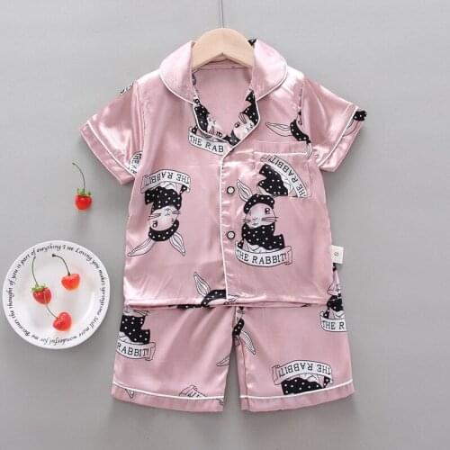 2020 Summer Viscose Pajamas BOYS Girls Homewear Set Short Sleeve Shorts Two-Piece Manufacturers Wholesale