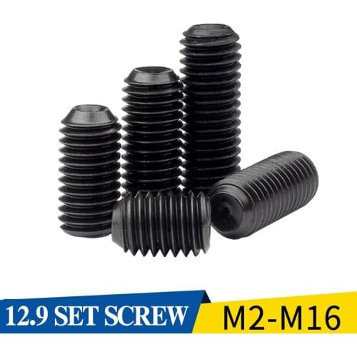 Luchang M3 M4 Black Carbon Steel Metric Thread Grub Screws Inner Hexagon Socket Set Screw Headless Bolt