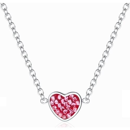 Love Heart Pendant Necklace for Women Classic Stainless Steel Heart Pendant Crystal Necklace Jewelry Gifts for Women
