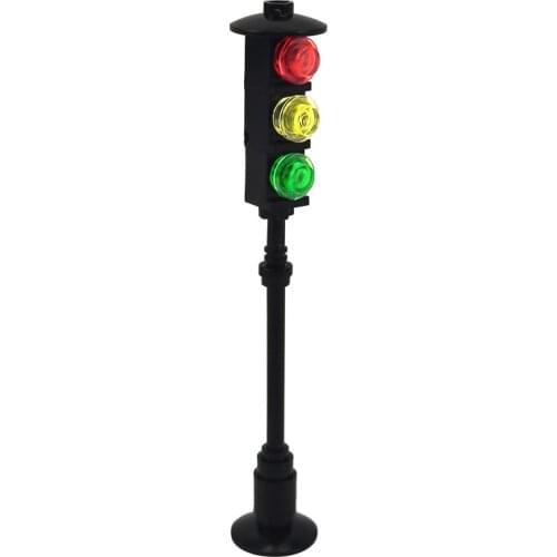 MOC City Traffic Light Model 3 Bulb Education Toys For Children Kids Gifts Compatible City Building Blocks Toy Accessories Parts