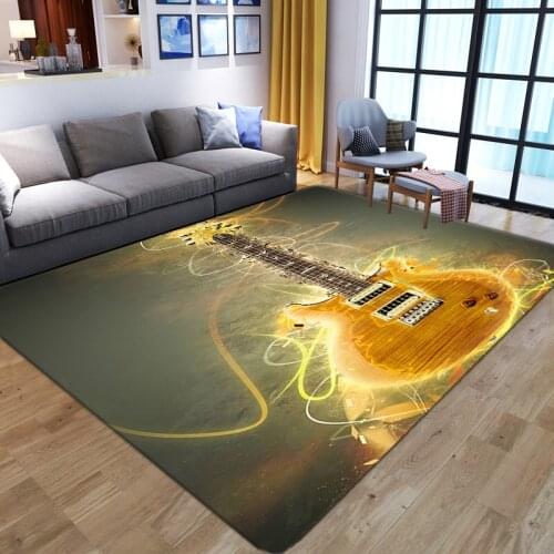 Cartoon Kids Gamer Area Rug 3D Guitar Pattern Printed Game Carpets for Child Room Play Crawl Anti-Slip Floor Mat Kid Playing Rug