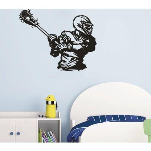 Lacrosse Wall Stickers For Kids Rooms Boys Bedroom Wall Decal Sports Art Gift Mural Playroom Modern Home Decor DIY Party SY164