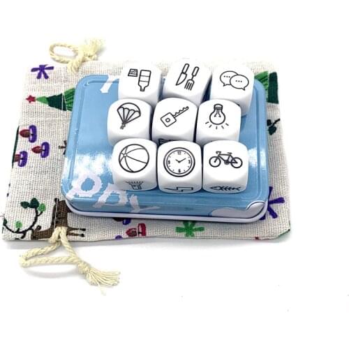 Story Dice Puzzle Board Game Telling Story Metal Boxes Family/Party/Friends Parents with Children Funny English Game