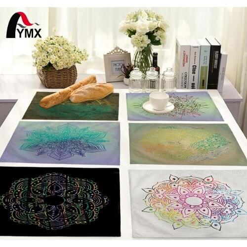 New Creative Colorful Mandala Printing Table Napkin For Wedding Polyester Cotton Mandala Table Mat Kitchen Accessories