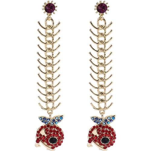 New Fashion Adult Earrings Top Quality Zircon Alloy Jewelry Accessories Individual Fish Bones Drop Earring Wholesale